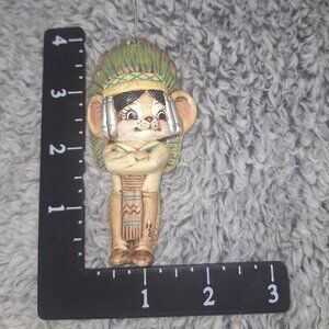 VTG Handcrafted Native American-Inspired Ornament Feather Headdress Tribal Chaps